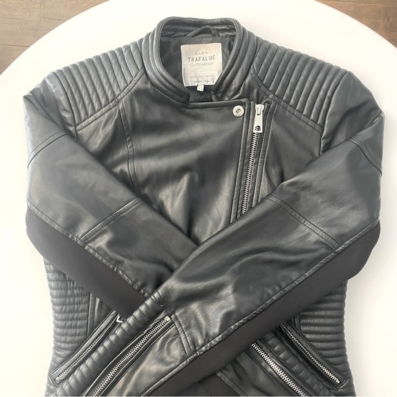 Zara Trafaluc Black Faux Leather Biker Jacket - Picture 14 of 14